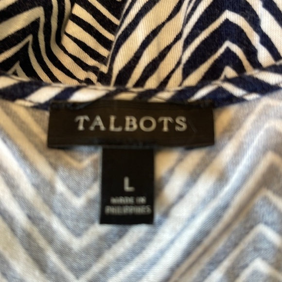 Talbots -  Navy & White Zig Zag Pattern Maxi Dress - Size L - Picture 3 of 5